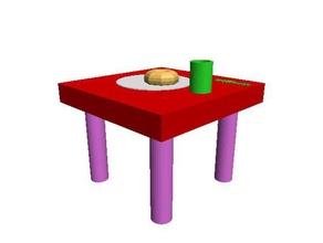mesa vaso con leche y un donut modelos 3d print model - Mito3D