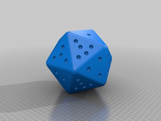 d20 Ikosaeder Seiten 1-6 x3 zwei Sterne 3d-drucken 3D print model - Mito3D