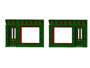 scaleprint einzelnen shop-Fronten, Links rechts 00 ho-Maßstab Gebäude & Strukturen Züge ho 3d print model - Mito3D