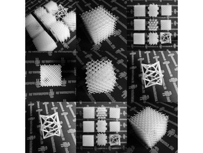 lattice-Strukturen - mikrostrukturen Mathe-Kunst Schwerpunkt cubic diamond fluoroid hexagon hex prism Gitter lattice cube Gitter-Modell mathematische Kunst Mikrostrukturen Oktaeder robotmama Wissenschaft Unterstützung unterstützt support-Strukturen Tetraeder 3d print model - Mito3D