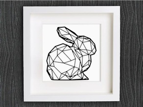 customizable bunny animals 2d art bracelet customized customizer decor decoration decorations decorative earring easter geometric geometrical happy home jewelry lowpoly low poly necklace openscad pendant ring stanford wall 3d print model - Mito3D