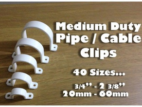 pipe clip cable 20mm 60mm all sizes diy saddle management electrical nsfw clips fittings plumbing pvc 3d print model - Mito3D