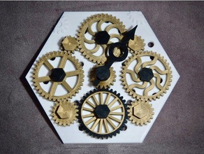 100hex working gear kit mechanical toys 2d art fidget spinner gears hex hexagon multi-material multimaterial prusa i3 mk2 puzzle steampunk 3d print model - Mito3D