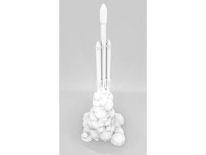 low poly falcon heavy launch vehicles smoke spacex 3d print model - Mito3D