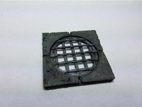 circular sewer grate stone tile toy & game accessories dnd tiles dungeon dungeons dragons miniatures openforge pathfinder rpg table top terrain wargame 3d print model - Mito3D