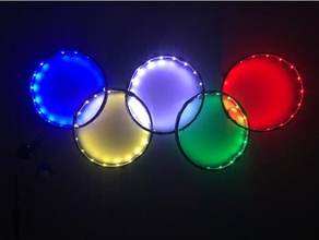 olympic rings ws2812 lights signs & logos arduino led strip olympics wall art 3d print model - Mito3D