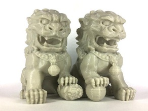 chinês guardião leões - split a arte 3d print model - Mito3D