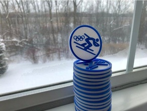 olimpiadi invernali sport dischi monete & distintivi 2018 badge biathlon bob cerchio curling l'hockey hockey su ghiaccio il logo slittino combinata nordica olimpici giochi pyeongchang pattinaggio scheletro sci snowboard lo di velocità inverno 3d print model - Mito3D