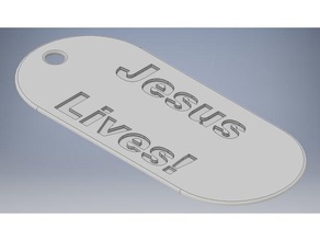 jésus vit dog tag art chrétienne de la croix 3d print model - Mito3D