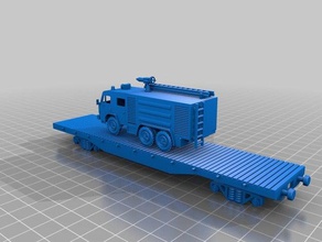 50 t flat car platform 1 87 - ho h0 scale mechanical toys 3d print model - Mito3D