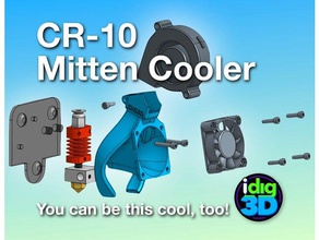 cr-10 tronxy mittens cooler 3d printer parts 40mm fan 5015 blower cool cooling duct cr10 creality mount shroud hotend idig3d tevo tornado x1 x3 x3a 3d print model - Mito3D