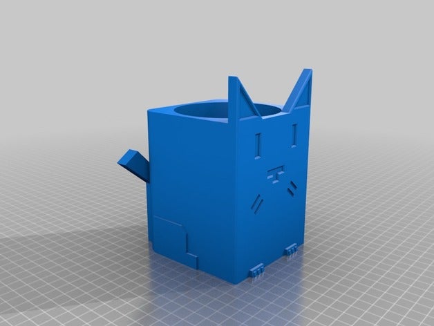 pot à crayons chat coffre accessoires 3D print model - Mito3D