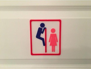 funny toilet sign do not look over bathroom 3d print model - Mito3D