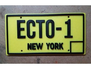 ghostbusters plaque d'immatriculation ecto-1 3d print model - Mito3D