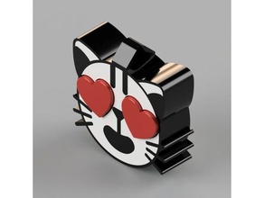 cat face emoji keychain necklace fashion font heart kiss multicolor valentine 3d print model - Mito3D