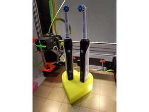porte-brosse à dents trous d'eau la salle de bains double cœur le titulaire oral-b brosse 3d print model - Mito3D