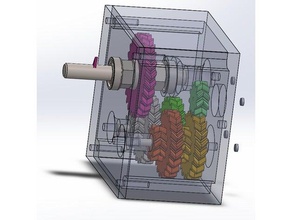 herringbone chevron reducer gear box 1x40 diy gearbox gears 3d print model - Mito3D