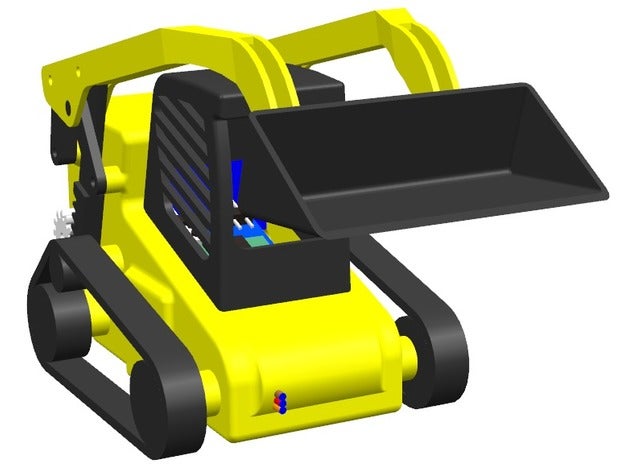 mini track loader cat297 scale 1 35 r c vehicles 9g servo arduino pro bluetooth bobcat cat279 caterpillar fs90mg hc-05 lipo 1s sg92r 3D print model - Mito3D