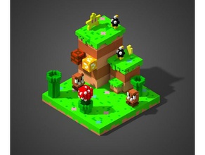mario over world 1 toys & games pixel toy 3d print model - Mito3D