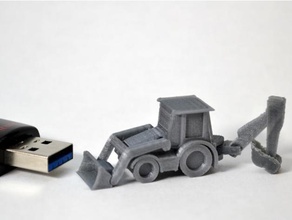 backhoe construction toys 1mm desk toy tiny tractor wheel wheels 3d print model - Mito3D