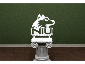 niu husky logo segni e loghi 3dpicks impressionante il college i scuola somple in piedi 3d print model - Mito3D