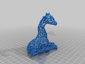 wire frame giraffe sculptures sitting wireframe 3d print model - Mito3D