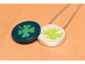 shamrock 4-leaf clover coin pendant coins & badges cloverleaf multimaterial 3d print model - Mito3D