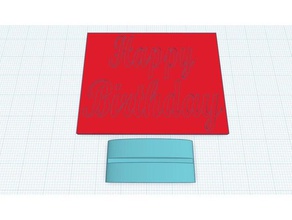 happy birthday card + stand signs & logos gift greetings greeting 3d print model - Mito3D