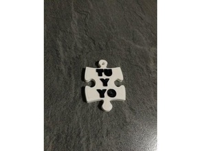 llavero pieza puzzle tu y yo keychains keychain love san valentin you me 3d print model - Mito3D