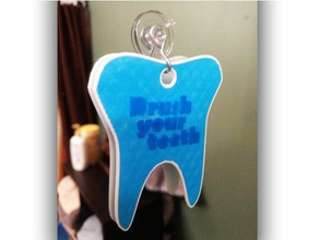 escovar os dentes cabide sinais e logotipos casa de banho escova vidro auxiliar crianças espelho mirrow lembrar lembrete dente janela 3d print model - Mito3D
