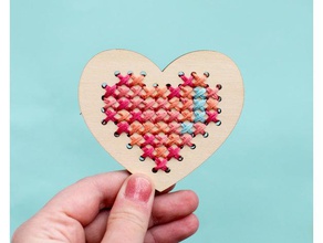 laser cut embroidered heart art valentine valentines day 3d print model - Mito3D