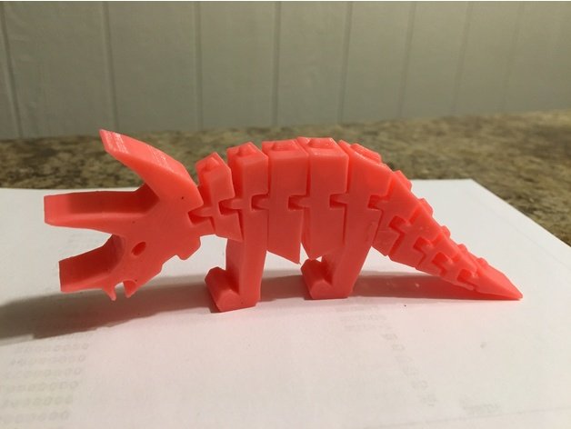 flexi triceratop juegos y juguetes dinosaurio flexible imprimir lugar de juguete triceratops 3D print model - Mito3D