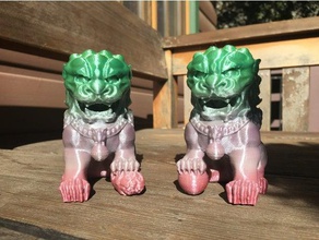 chinese guardian lions sculptures 3d print model - Mito3D