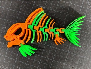 articulated piranha skeleton two color print dual extrusion animals dua extruder fish 3d print model - Mito3D