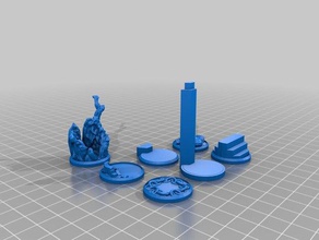 la figura di base - set 5 25mm 35mm miniature modelli basi dnd in miniatura prop piastrelle pathfinder pedine 3d print model - Mito3D