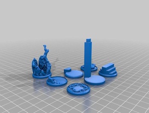 la figure de base - ensemble 5 25 mm 35 miniatures modèles 25mm bases 35mm le mdn miniature prop tuiles les pathfinder pions 3d print model - Mito3D