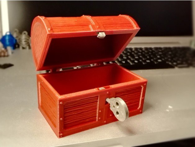 charnière poitrine cadenas texture de bois les conteneurs la boîte le conteneur clé verrouillage pirate secret jouet trésor coffre au 3D print model - Mito3D