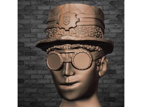 steampunk rosto da escultura esculturas óculos de proteção a cabeça sculptris 3d print model - Mito3D