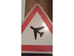 plane sign 2d art achtung aircraft attention drone easy print flat flugzeug plate schild 3d print model - Mito3D