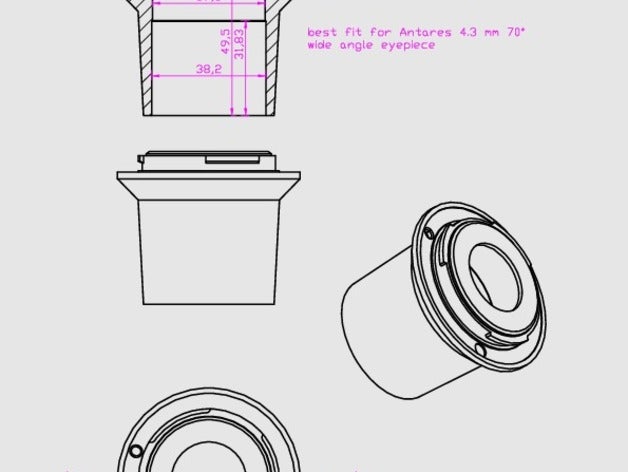 pentax ocular do telescópio adaptador câmera astrofotografia 3D print model - Mito3D