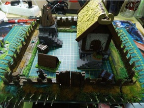 28 mm warhammer scale - modular viking saxon palisad wooden fortress walls toys & games 3d print model - Mito3D