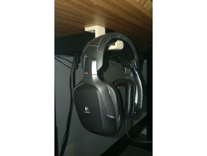 mountable headset hanger under desk audio headphones headphone holder hook 3d print model - Mito3D
