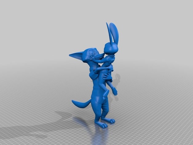 zootopia - nick judy abraçando esculturas hopps wilde 3D print model - Mito3D