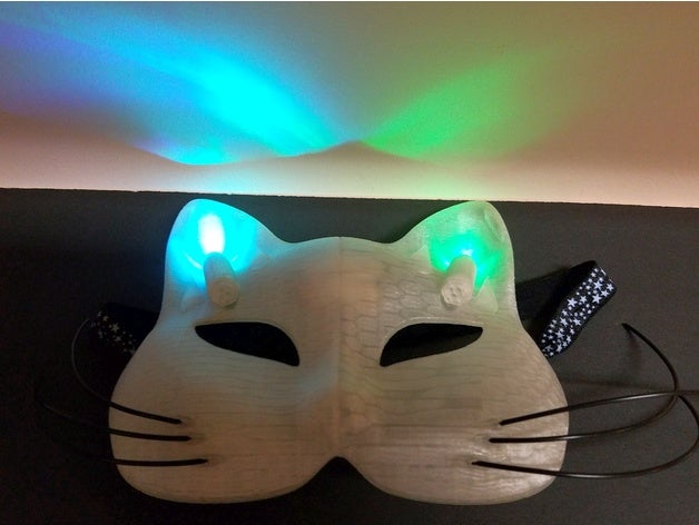 led gato de la mascarada máscara el traje cat baile máscaras bigotes 3D print model - Mito3D