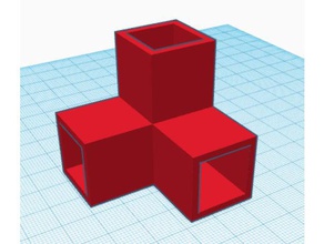3-Wege-Eck-Quadrat-Rohr-Anschluss 2 3d-Drucker Teile 3d print model - Mito3D