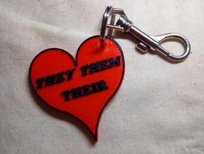 they them their pronouns heart keychains enby gender non binary pronoun trans transgender valid 3d print model - Mito3D