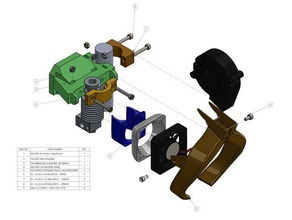x5s fang duct + e3d v6 holder w bed level sensor 3d printer parts tronxy 3d print model - Mito3D