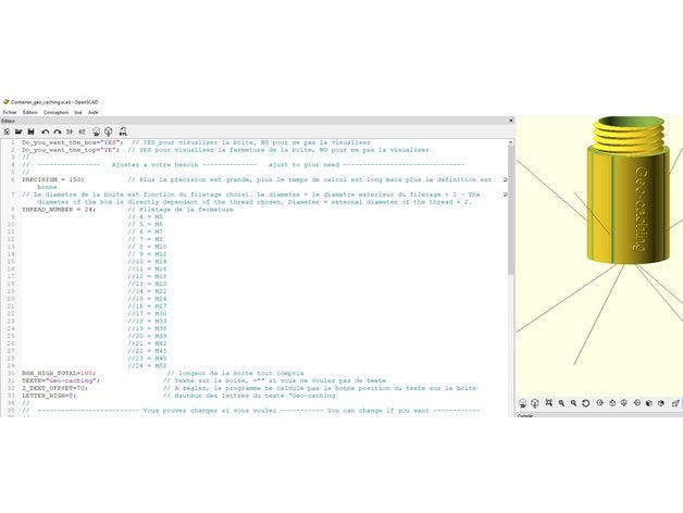 parametrizando geocaching recipiente openscad hobby 3D print model - Mito3D