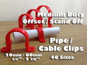 offset pipe clip cable all sizes diy holder management clips pvc fitting support saddle 3d print model - Mito3D