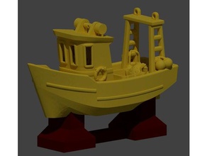 display stand fin little trawler toy & game accessories banana boat trawlet 3d print model - Mito3D